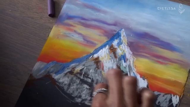 Рисуем горы сухой пастелью с крутой художницей | Pastel смотреть онлайн