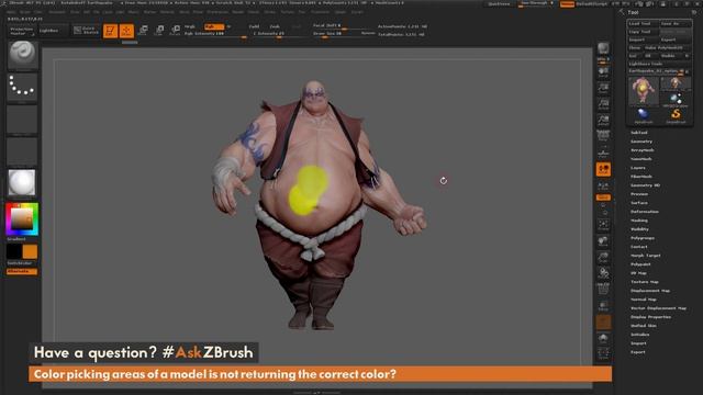 #AskZBrush: “Color picking areas of a model is not returning the correct color?” смотреть онлайн