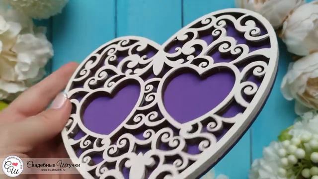 Деревянная подставка для колец "Резное сердце" (фиолетовый) смотреть онлайн