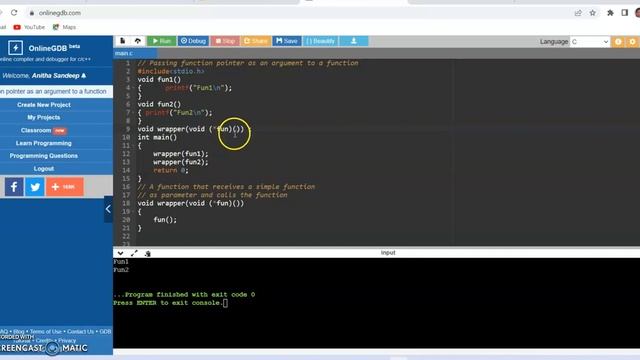 c language /programming- Passing function pointer as an argument to function смотреть онлайн