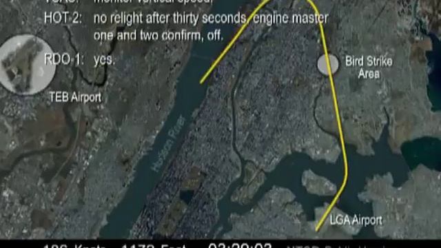 NTSB Crash Animation US Airways 1549 w/ CVR and audio Hudson смотреть онлайн