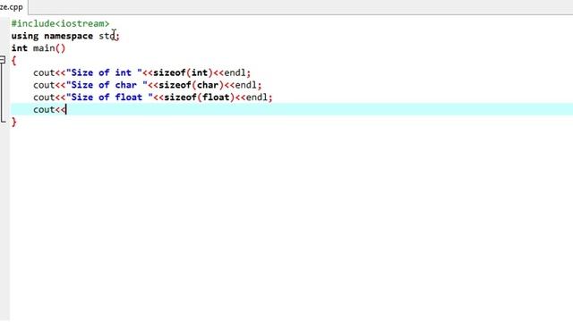 How to find size of int,float,char C++ Progam смотреть онлайн