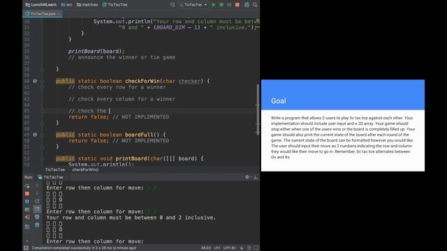 Practice Solution: Tic Tac Toe смотреть онлайн
