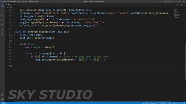 Online chat in python in 9 minutes. PYWEBIO