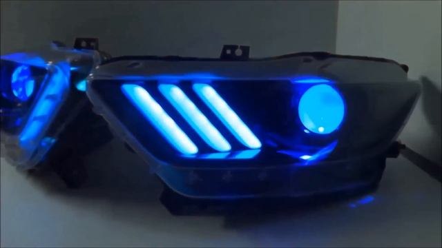 Custom Headlights | 2015 Ford Mustang with Color Changing LEDs, Demon Eye & Sequential Turn Signals смотреть онлайн
