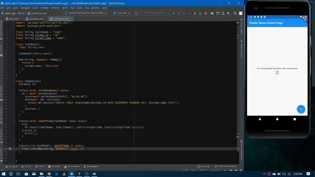 Flutter sqflite database, flutter video tutorial in English, part 29 смотреть онлайн