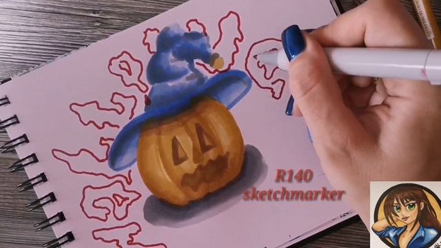 Как нарисовать тыкву на halloween/хеллоуин маркерами смотреть онлайн