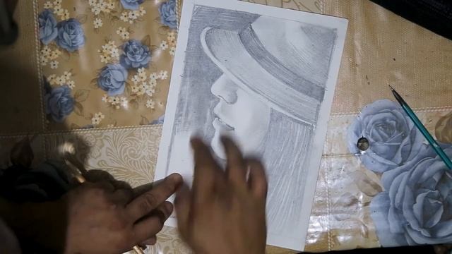 Дама в шляпе - карандашный рисунок смотреть онлайн