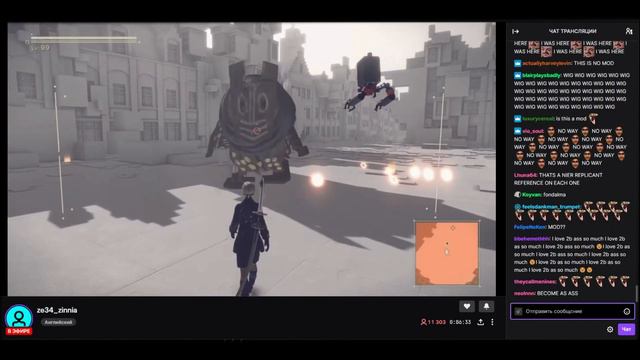 ze34_zinnia (sadfutago) livestream, Nier Automata church mod w/ chat смотреть онлайн