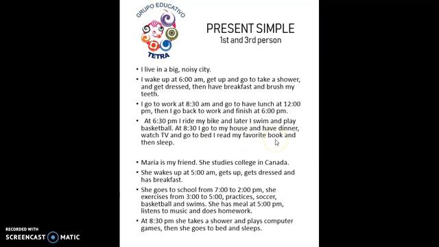 Present Simple 1st and 3rd person смотреть онлайн