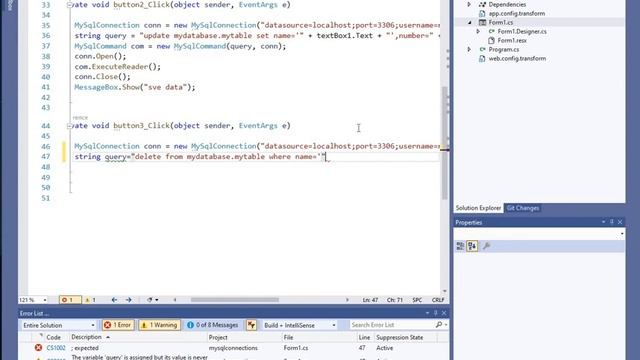 How to Delete data in mysql Data server using C# смотреть онлайн