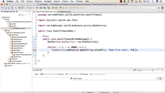 JUnit 5 Assertions - assertTimeout method смотреть онлайн