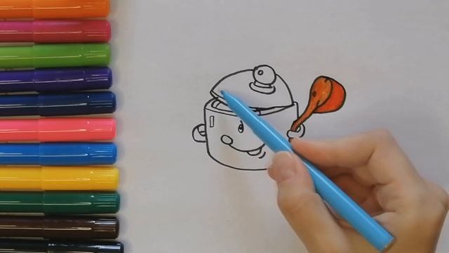 Как нарисовать КАСТРЮЛЮ / Рисуем кастрюльку / How to draw a pan смотреть онлайн