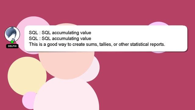 SQL : SQL accumulating value смотреть онлайн