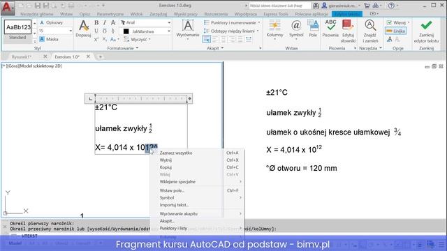 Kurs AutoCAD 7. Indeks górny / dolny - jak dodać? | bimv.pl смотреть онлайн