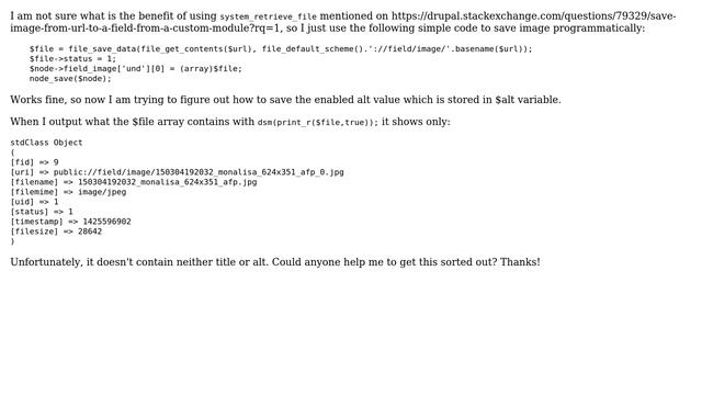 Drupal: Programmatically save image together with its ALT смотреть онлайн