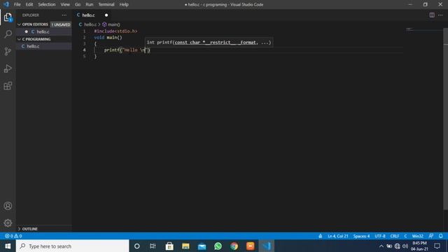 How to print Hello World using Visual Studio code | C programming смотреть онлайн
