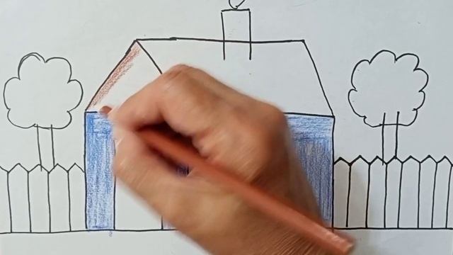 КАК ПРОСТО НАРИСОВАТЬ ДОМИК С ОГОРОДОМ. HOW TO DRAW A HOUSE WITH A GARDEN EASILY AND QUICKLY. смотреть онлайн