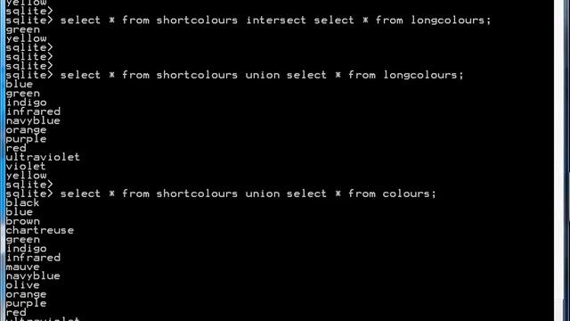 SQLite Queries: UNION, INTERSECT and EXCEPT смотреть онлайн