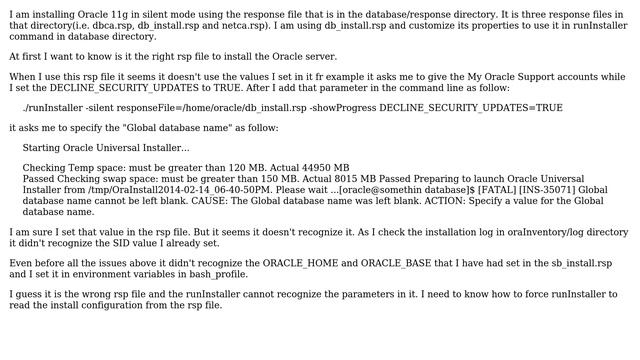 Databases: Oracle silent install on Redhat Linux (The Global database name was left blank.) смотреть онлайн