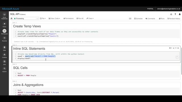 Working with SQL using the DataFrame SQL API in Azure Databricks смотреть онлайн