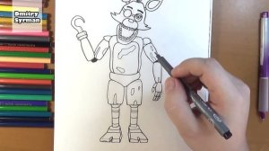How to draw Foxy, FNAF, Как нарисовать Фокси