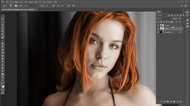 #makeup2 раскрашиваем ч/б фото, волосы, фон, глаза в Фотошоп Photoshop смотреть онлайн