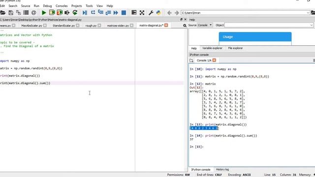 How to find the Diagonal of a matrix using Python - P6 смотреть онлайн