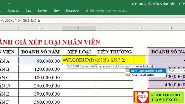 XẾP LOẠI NHÂN VIÊN VÀ TÍNH TIỀN THƯỞNG THEO DOANH SỐ - ILOVEEXCEL! смотреть онлайн