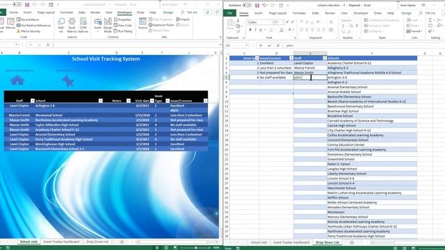 School Visit Tracking System Using Microsoft Excel