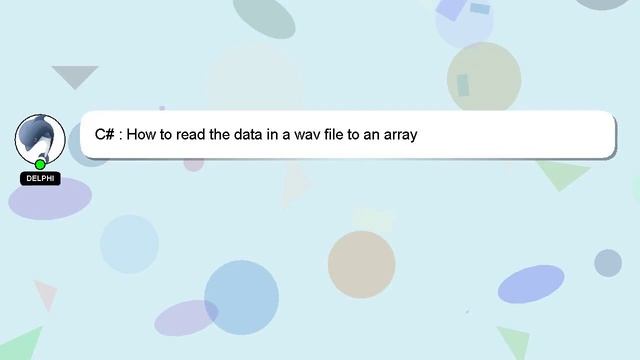 C# : How to read the data in a wav file to an array смотреть онлайн