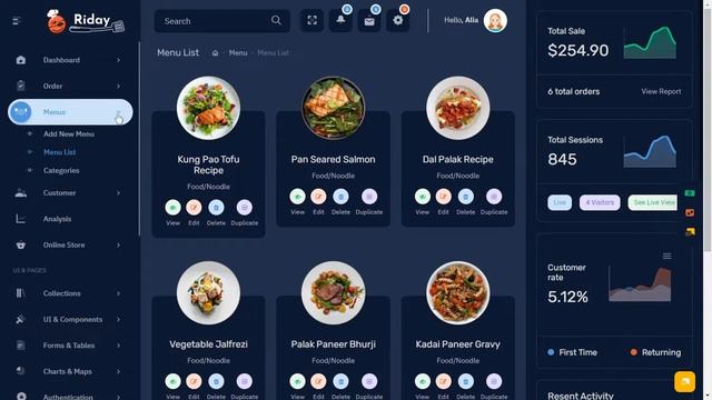 Restaurant Bootstrap 5 Admin Template with LTR Dark Theme смотреть онлайн