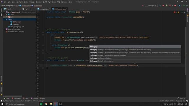 CRUD Java y PostgreSQL - crear/insertar un registros en una tabla - Video 04 смотреть онлайн