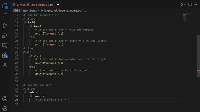 Python program to find the smallest & largest of 3 input numbers using if-else-if in Hindi смотреть онлайн