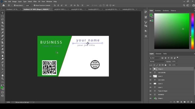 Business card in adobe photoshop cc 2022||Business card creating tutorial || смотреть онлайн
