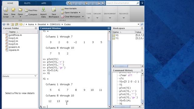 Plotting arrays in MATLAB смотреть онлайн