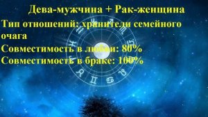 Совместимость Дева-мужчина и Рак-женщина