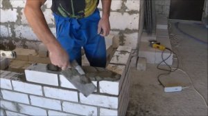 кладка угла из силикатного кирпича+ армирование.