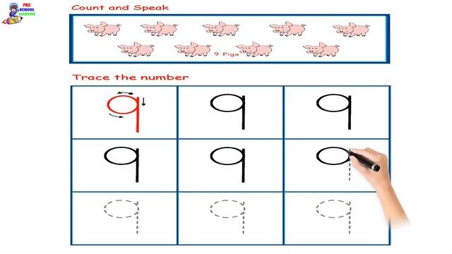 How to write Number 9 | Tracing | How to write numbers | Tracing Numbers Worksheets | Preschool смотреть онлайн