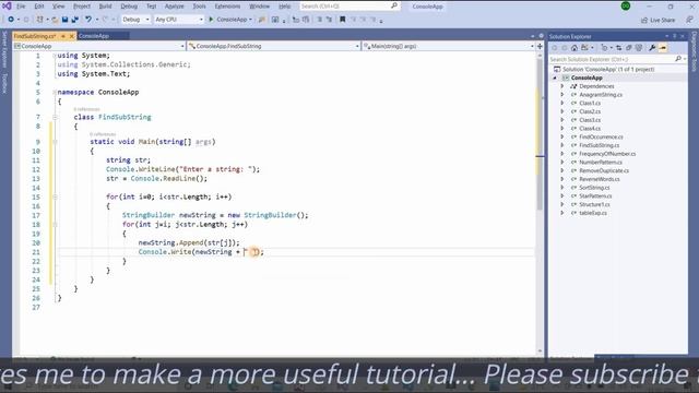Find all possible substring of a given string in C#.Net || Interview Point || D. K. Gautam смотреть онлайн