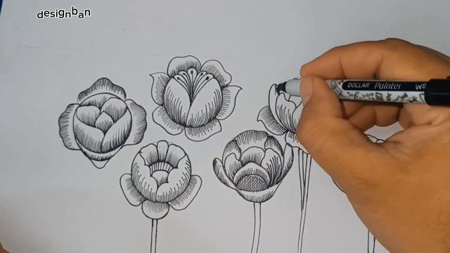 how to draw a flower step by step | pencil drawing tutorial | flower drawing | embroidery pattern смотреть онлайн