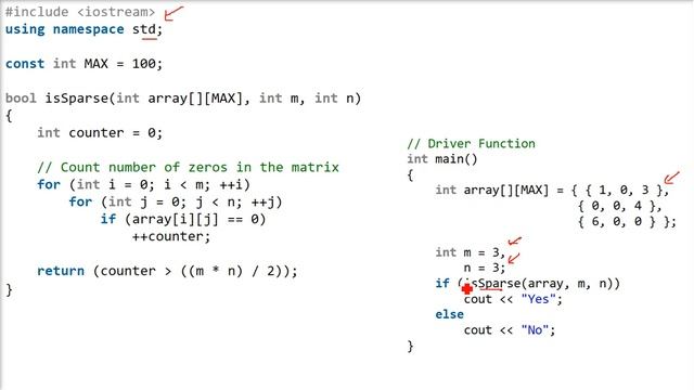 Check if a given matrix is sparse or not C++ Program смотреть онлайн