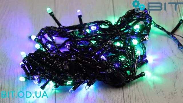 Светодиодная гирлянда 100 Led диодов 7м RGB Черный провод (LED100M-7) смотреть онлайн