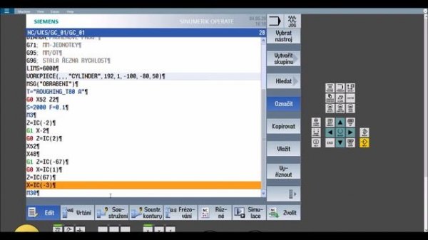 Sinumerik-CNC VIDEONAVOD-Turning 3- G CODE