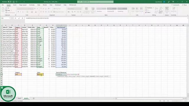 SUMIFS Function in Excel ✅ Multiple Criteria смотреть онлайн