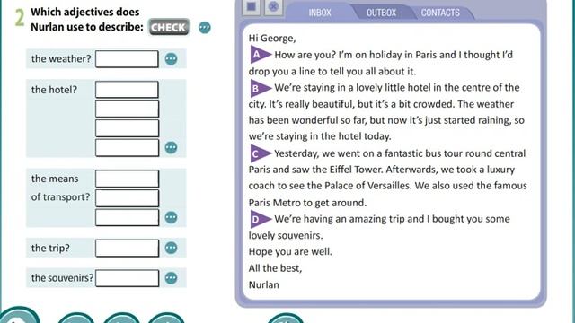 Excel 8th grade. An email about a trip смотреть онлайн