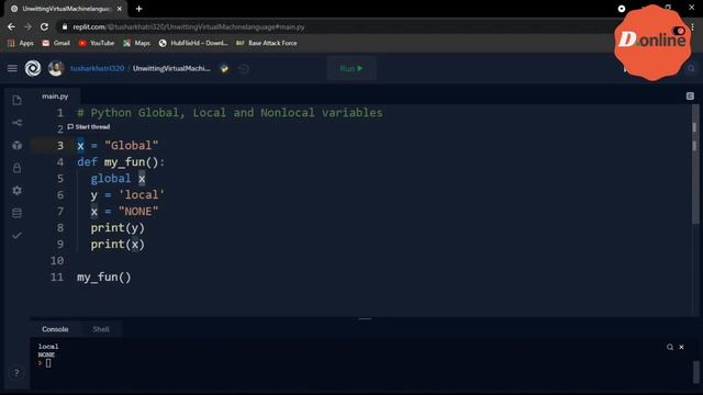 Python Global, Local and Nonlocal variables| developersonline смотреть онлайн