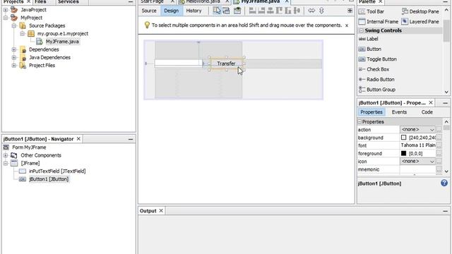 Netbeans 11.2, Creating JFrame Form example with Button, Label and TextField смотреть онлайн