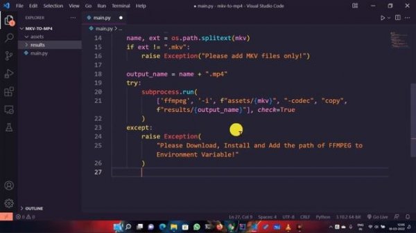 Python Project - Python convert MKV to MP4