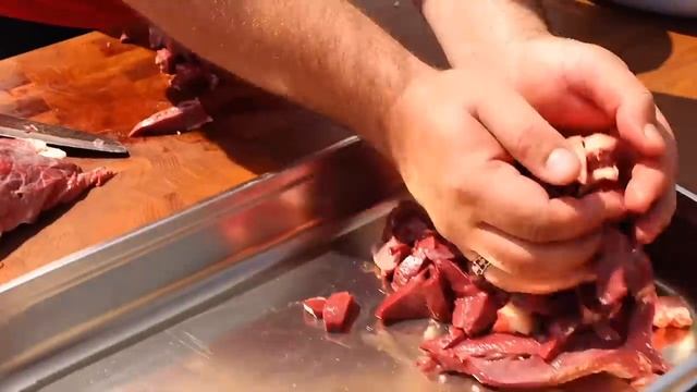 GRILLED OSTRICH. OSTRICH MEAT On CHARCOAL.